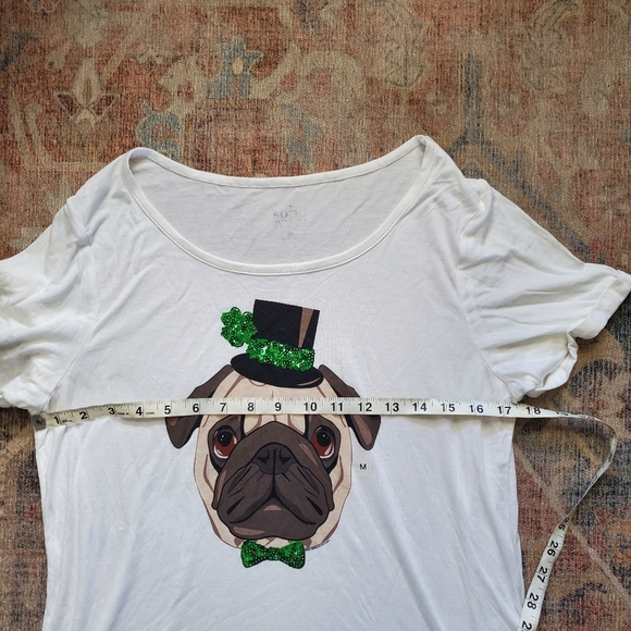 SOHO jeans tee shirt pug dog pug st Patrick's Day hat M - Picture 10 of 10